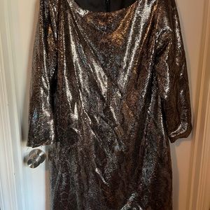 Tahari Metallic long sleeve dress